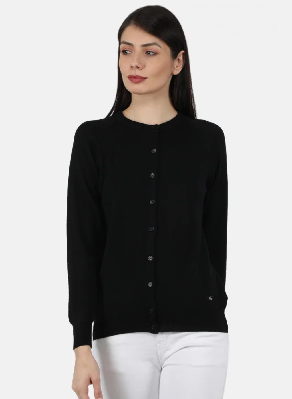 Women Black Solid Cardigan